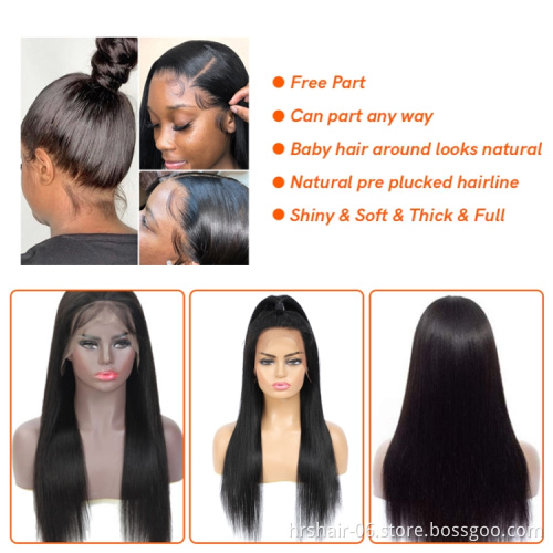 Vendor 180% 250% density Lace Frontal Wig Pre-Plucked Transparent HD swiss wigs Virgin Human Hair Full Lace Wigs For Black Women